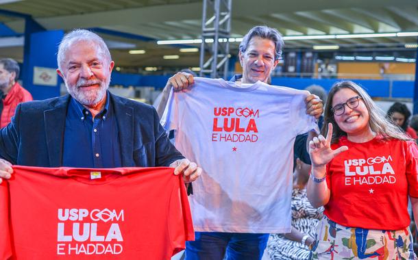 Luiz Inácio Lula da Silva e Fernando Haddad na USP