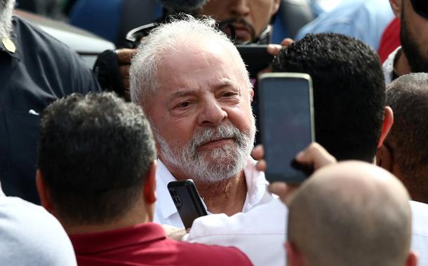 Ex-presidente Luiz Inácio Lula da Silva durante ato de campanha em São Bernardo do Campo (SP)