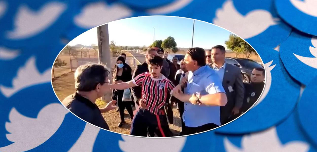 Youtuber Wilker Leão (de camisa do São Paulo Futebol Clube) e Jair Bolsonaro