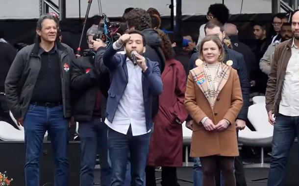 Fernando Haddad, André Janones e Gleisi Hoffmann