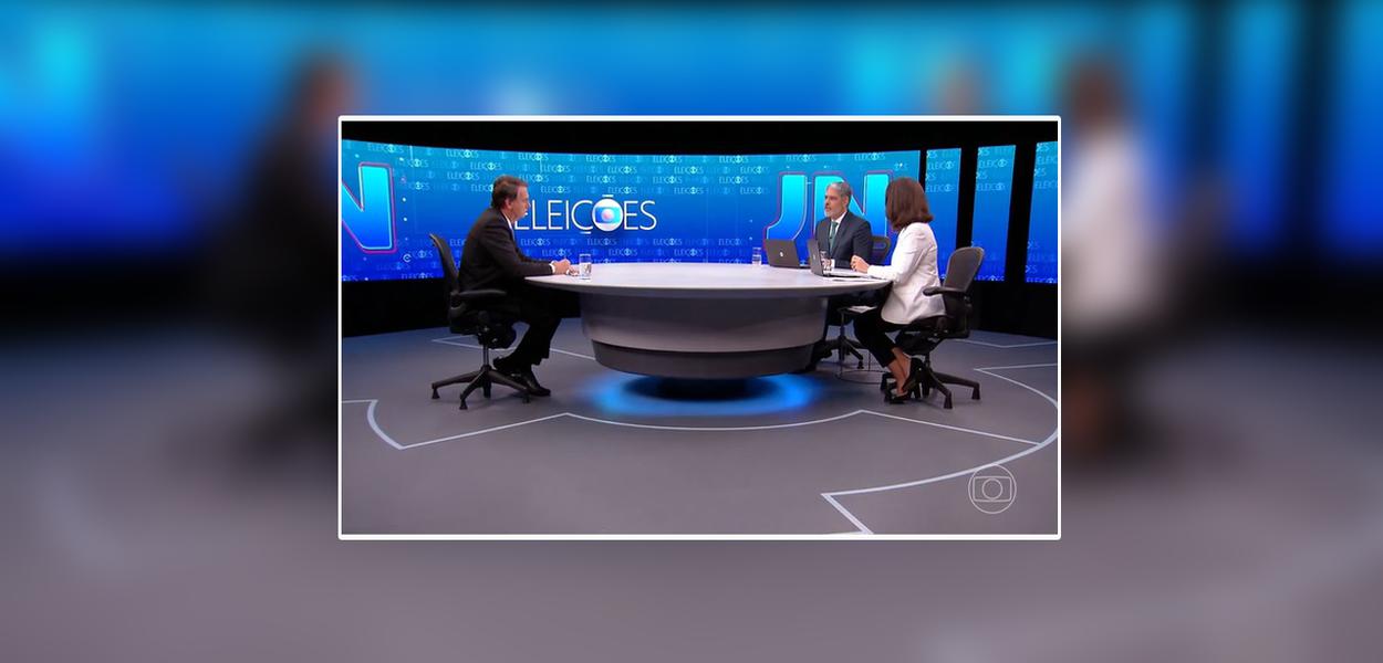 Jair Bolsonaro durante entrevista com os jornalistas William Bonner e Renata Vasconcelos