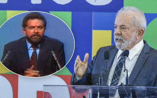 Lula em debate na Globo em 1989 e Lula em entrevista coletiva em agosto de 2022