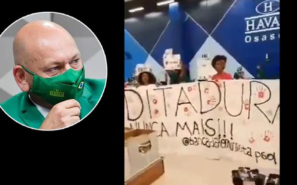 Luciano Hang e um protesto em uma loja da Havan