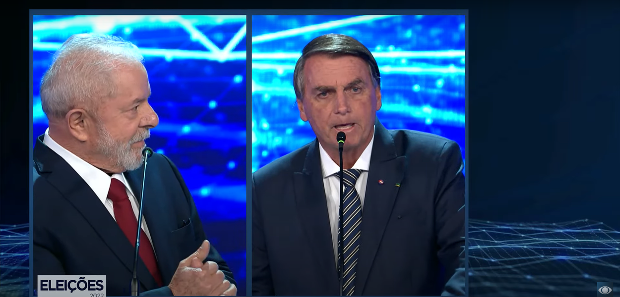 Lula e Bolsonaro em debate na TV Bandeirantes