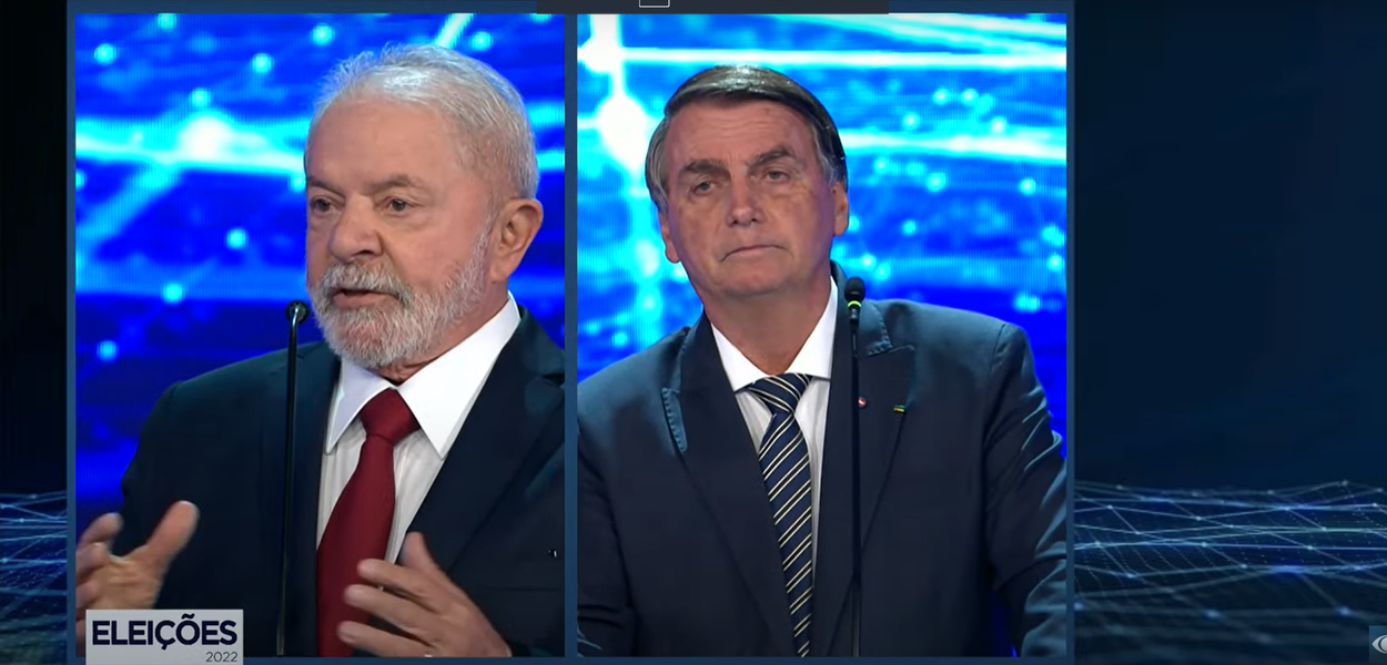 Lula e Bolsonaro em debate na TV Bandeirantes