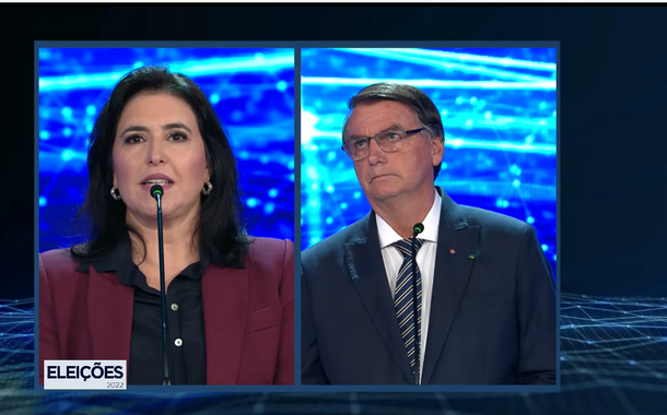 Simone Tebet e Jair Bolsonaro em debate na Band