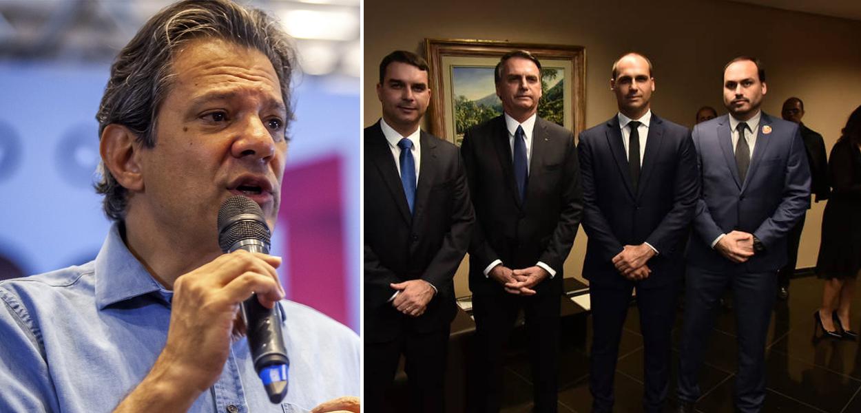 Fernando Haddad e família Bolsonaro