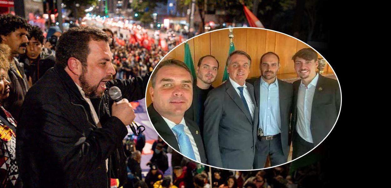 Guilherme Boulos e família Bolsonaro