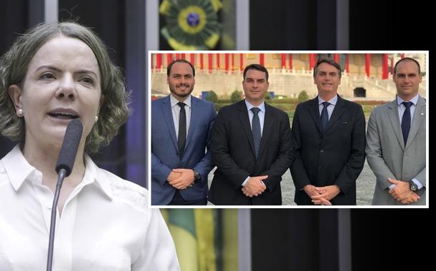 Gleisi Hoffmann e família Bolsonaro