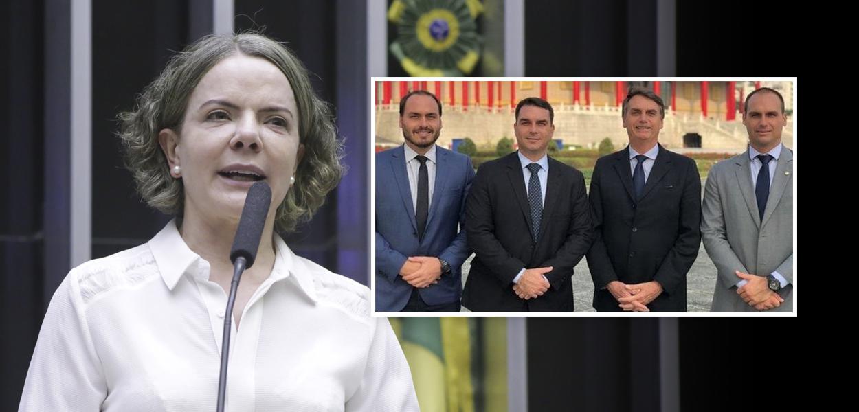 Gleisi Hoffmann e família Bolsonaro