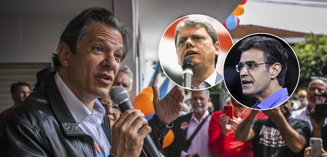 Haddad, Tarcísio de Freitas e Rodrigo Garcia (Foto: Diogo Zacarias | Reprodução/Facebook) Haddad, Tarcísio de Freitas e Rodrigo Garcia