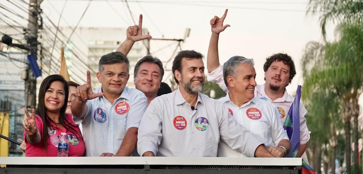 Marcelo Freixo (no meio, de barba) e André Ceciliano (segundo da dir. para a esq.)