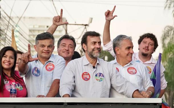 Marcelo Freixo (no meio, de barba) e André Ceciliano (segundo da dir. para a esq.)