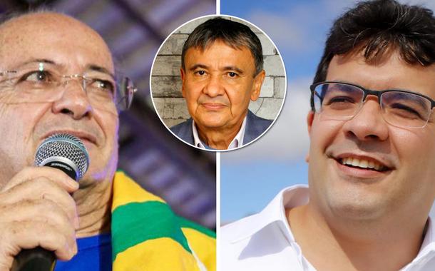 Silvio Mendes, do União Brasil (à esq.), Wellington Dias (meio) e Rafael Fonteles (PT)