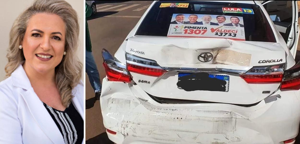 Cleres Relevante e o seu carro atingido por um bolsonarista