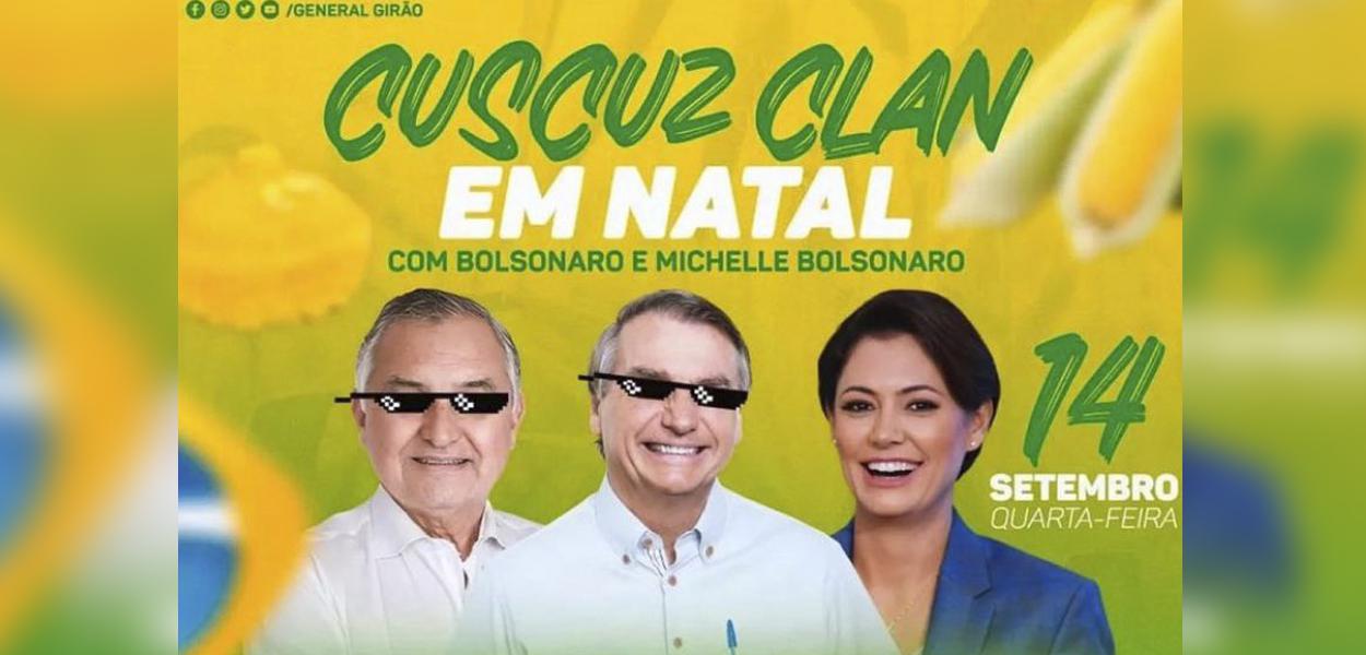 Slogan do candidato do candidato a deputado federal pelo PL Girão (à esq., na foto)