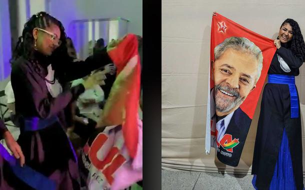 A relações públicas baiana Gabrielle Coutinho exibiu toalha de Lula durante formatura.