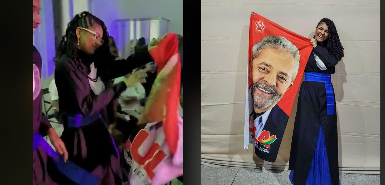 A relações públicas baiana Gabrielle Coutinho exibiu toalha de Lula durante formatura.
