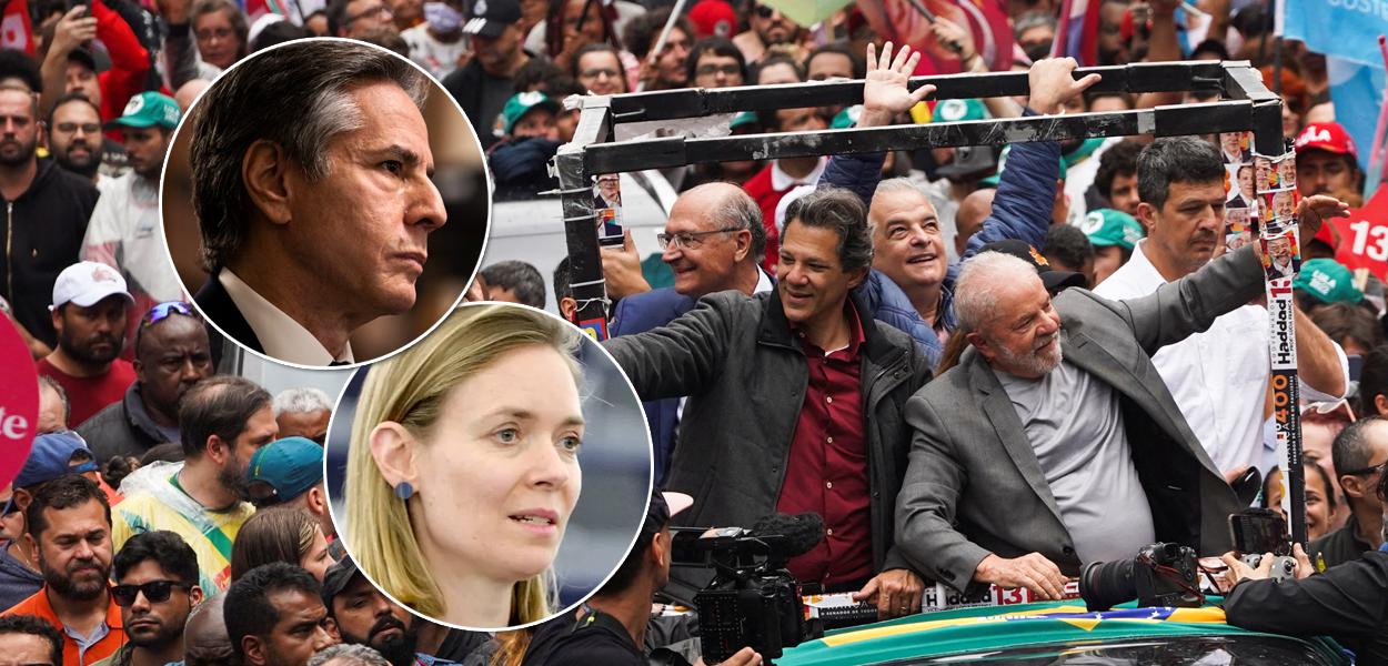 Secretário de Estado dos EUA, Antony Blinken,  eurodeputada alemã Anna Cavazzini e o ex-presidente Lula