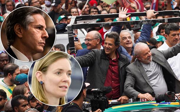 Secretário de Estado dos EUA, Antony Blinken,  eurodeputada alemã Anna Cavazzini e o ex-presidente Lula