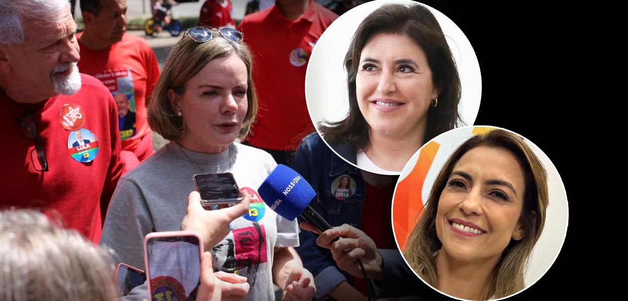 Gleisi Hoffmann, Simone Tebet (círculo, em cima) e Soraya Tronicke