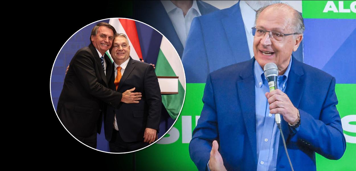 Jair Bolsonaro com Viktor Orban e Geraldo Alckmin