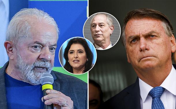 Lula, Simone Tebet, Ciro Gomes e Jair Bolsonaro