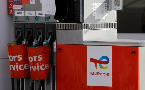 Signs which read "out of order" are seen on gasoline pumps at a TotalEnergies gas station in Cambrai, France, September 28, 2022. REUTERS/Pascal Rossignol