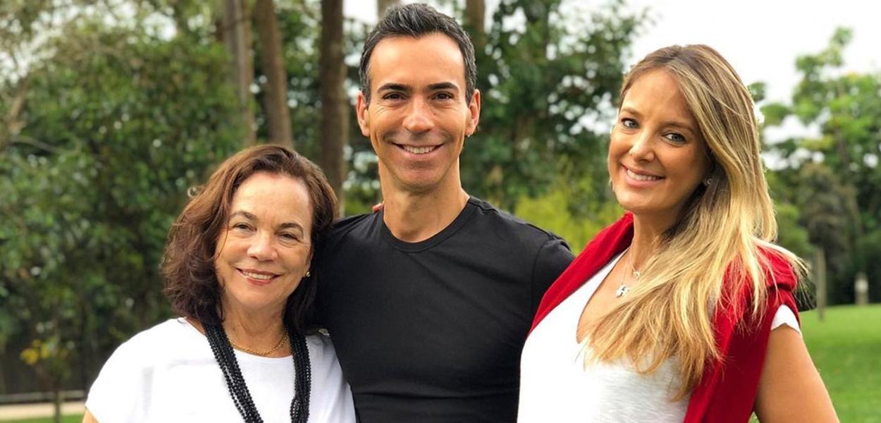 Edna Tralli, César Tralli e Ticiane Pinheiro