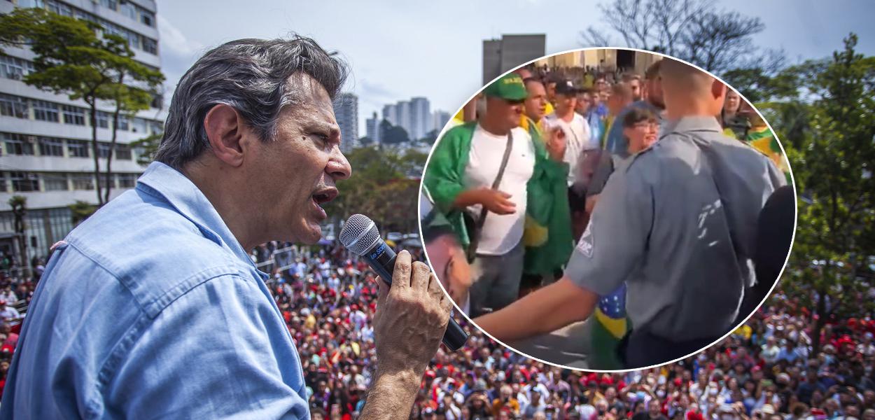 Haddad e bolsonaristas em Aparecida