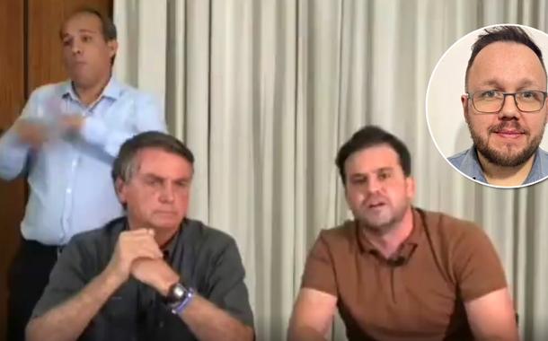 Jair Bolsonaro (à esq., de mãos cruzadas), Pablo Marçal (camisa marrom) e Leonardo Rossatto em círculo