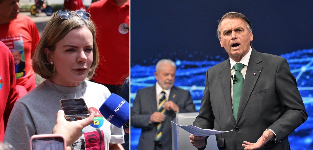 Gleisi Hoffmann e Jair Bolsonaro