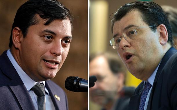 Wilson Lima, do União Brasil (à esq.) e Eduardo Braga (MDB)