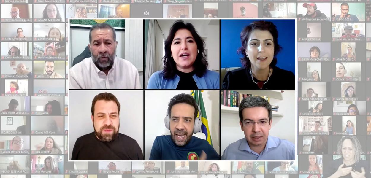 Carlos Lupi, Simone Tebet, Manuela D'Ávila, Guilherme Boulos, André Janones e Ranfolfe Rodrigues