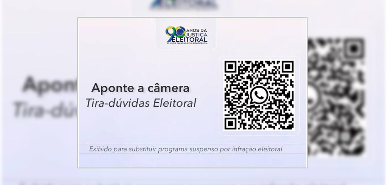 Tarja que interrompeu a propaganda de Jair Bolsonaro após dizer que o ex-presidente Lula não foi inocentado pela Justiça