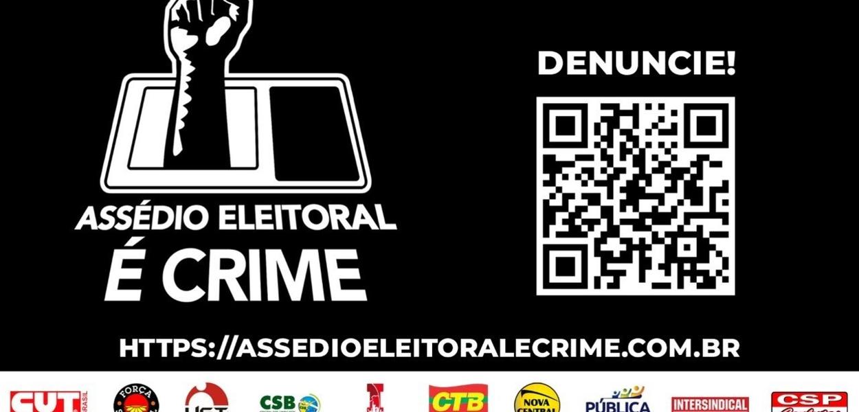 Cartaz de centrais sindicais em campanha contra assédio eleitoral