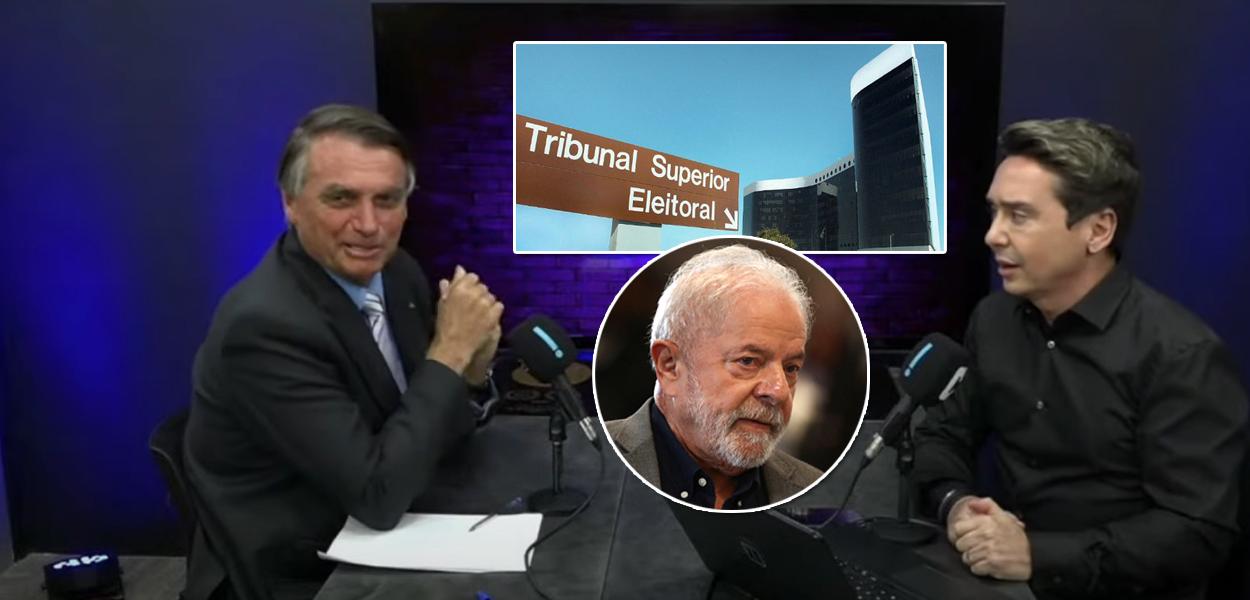 Jair Bolsonaro (à esq.), TSE e Luiz Inácio Lula da Silva (círculo)