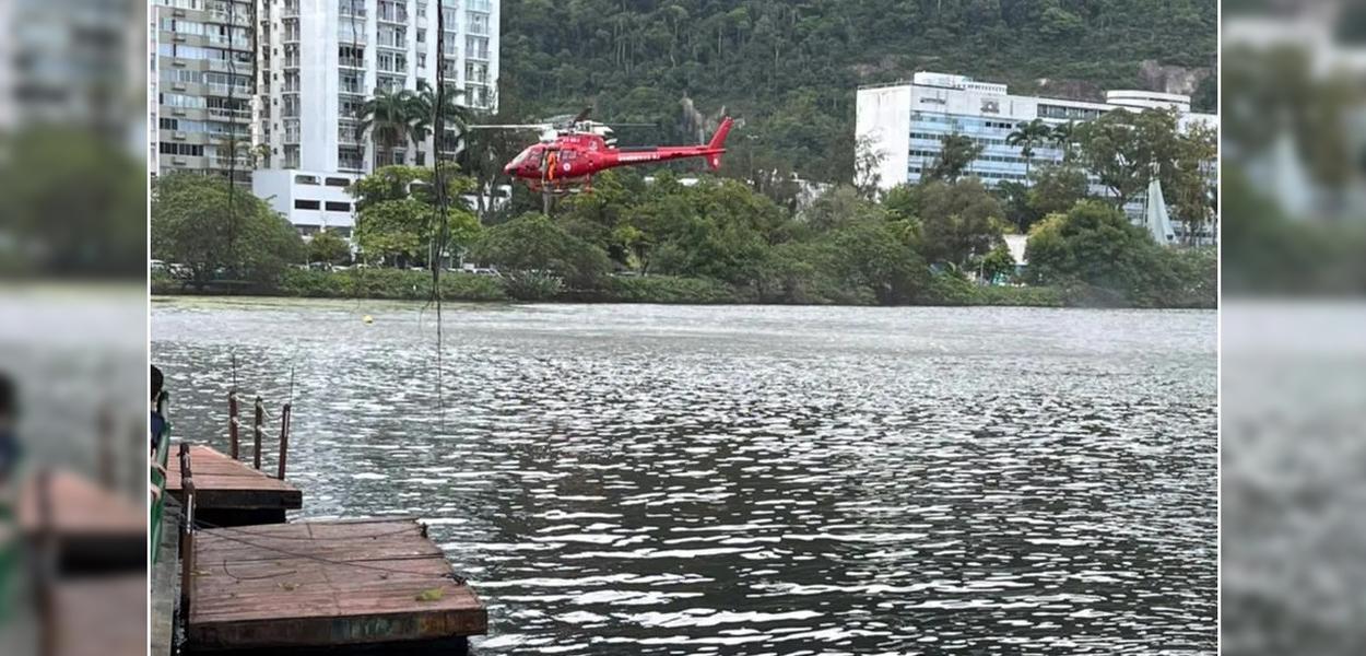 Corpo de Bombeiros busca por avião desaparecido na Lagoa Rodrigo de Freitas (RJ)