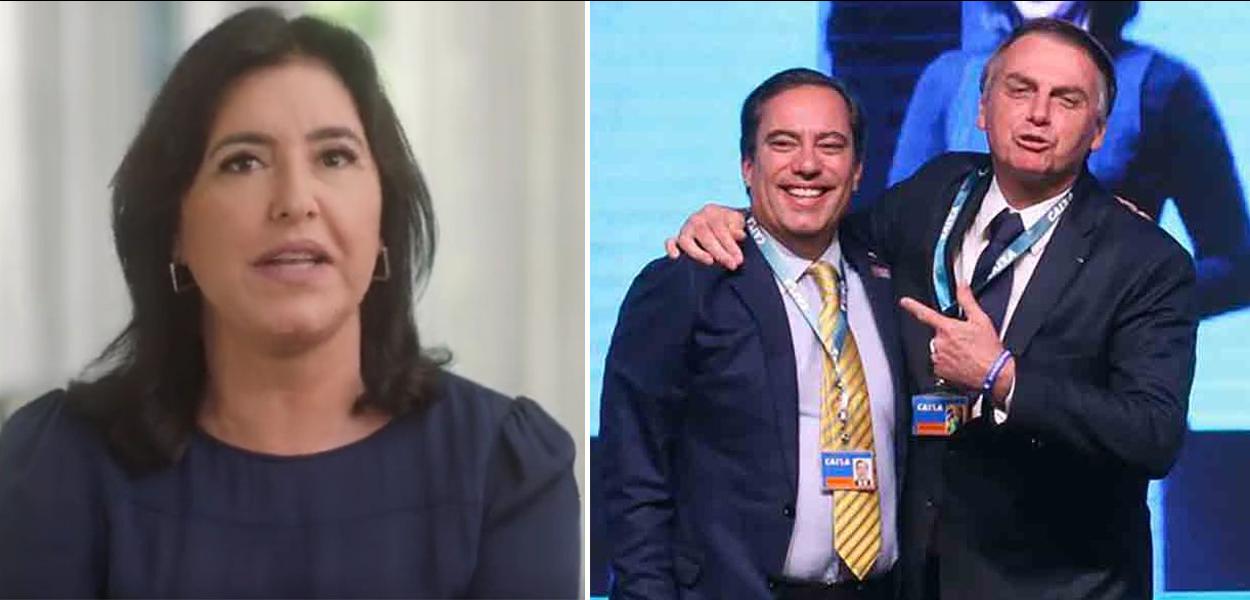 Simone Tebet, Pedro Guimarães e Jair Bolsonaro