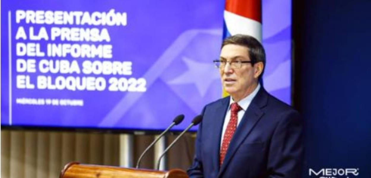 Chanceler cubano Bruno Rodríguez apresenta relatório sobre o bloqueio