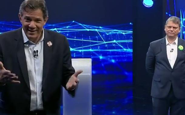 Haddad e Tarcísio no debate da Globo