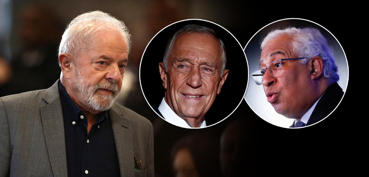 Da esq. para a dir.: Luiz Inácio Lula da Silva, Marcelo Rebelo de Sousa e Antônio Costa