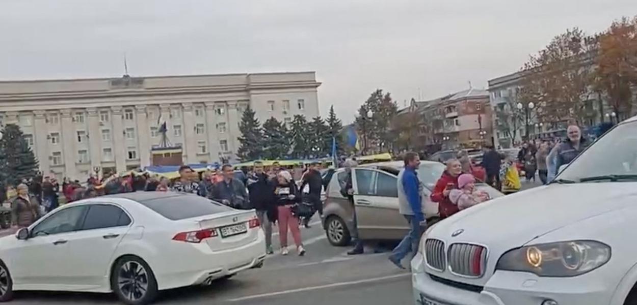 Vídeo mostra celebração em Kherson 
 11/11/2022   Divulgação