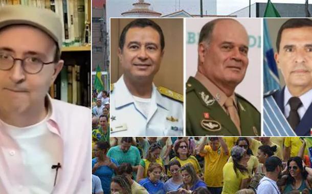 Reinaldo Azevedo, almirante Almir Garnier Santos (Marinha), o general Marco Antônio Freire Gomes (Exército) e o tenente-brigadeiro Carlos de Almeida Baptista Junior (Aeronáutica)