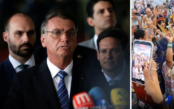 Indígenas dançando "tá na hora do Jair já ir embora" na COP27