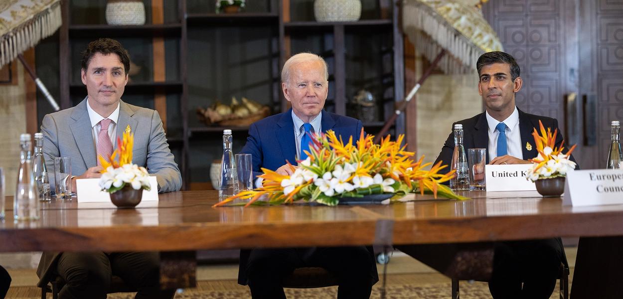 Justin Trudeau, Joe Biden e Rishi Sunak - 16/11/2022. Bali, Indonesia