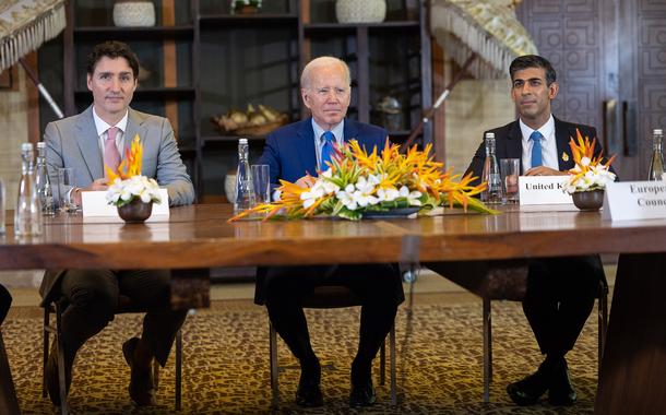 Justin Trudeau, Joe Biden e Rishi Sunak - 16/11/2022. Bali, Indonesia