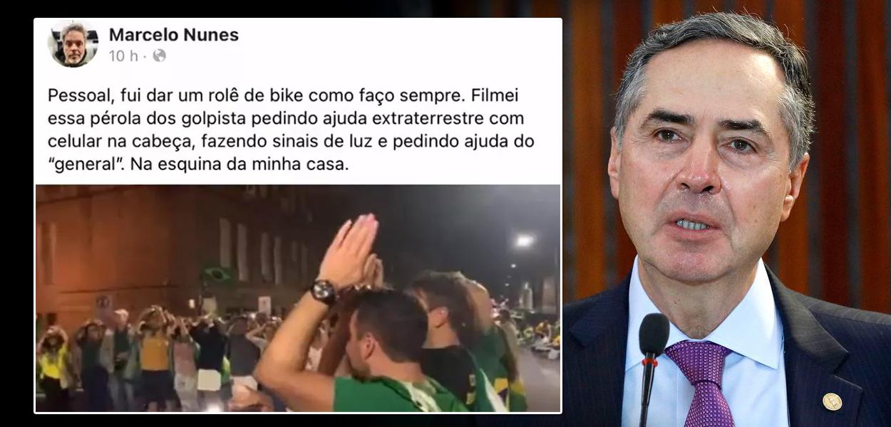Luís Roberto Barroso e bolsonaristas pedindo ajudas a extraterrestres