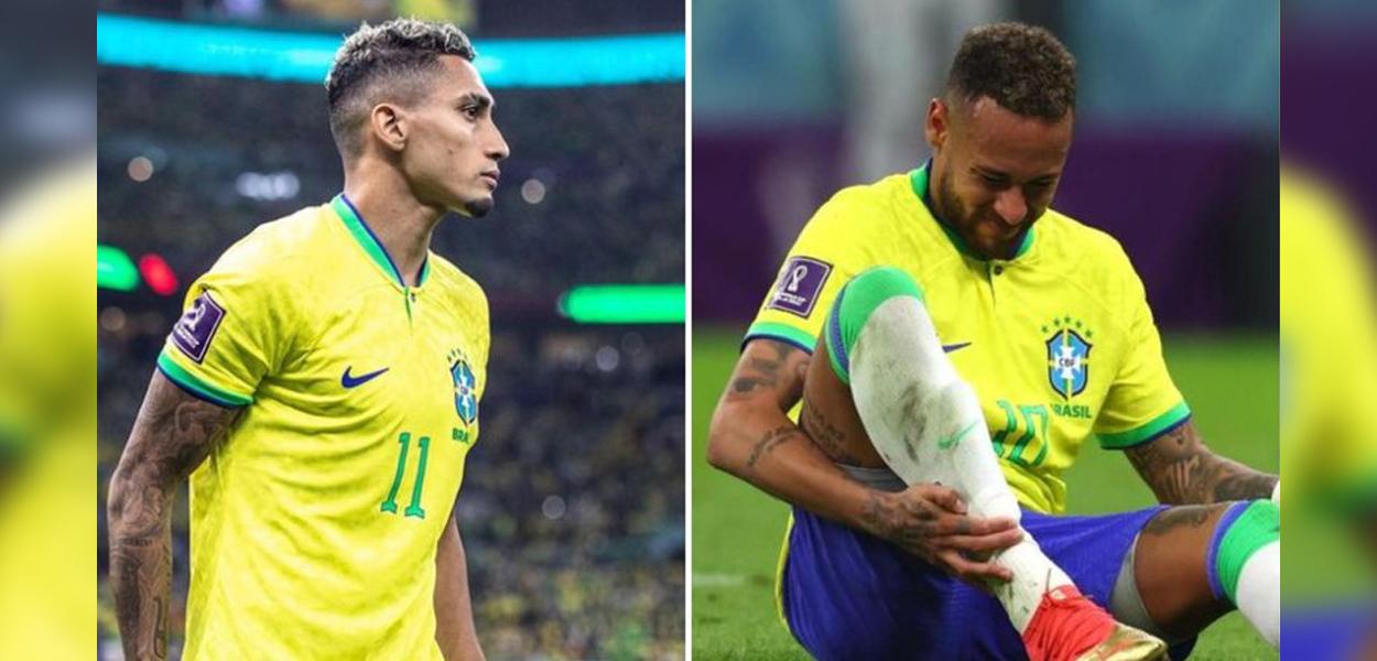 Raphinha (à esq.) e Neymar