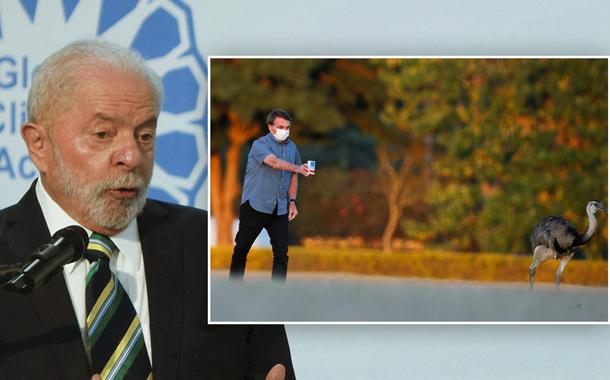 Lula e Bolsonaro oferecendo cloroquina para ema